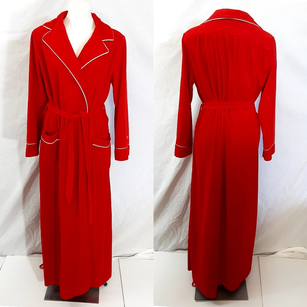 Pierre Cardin Red Velvet Long Robe OS